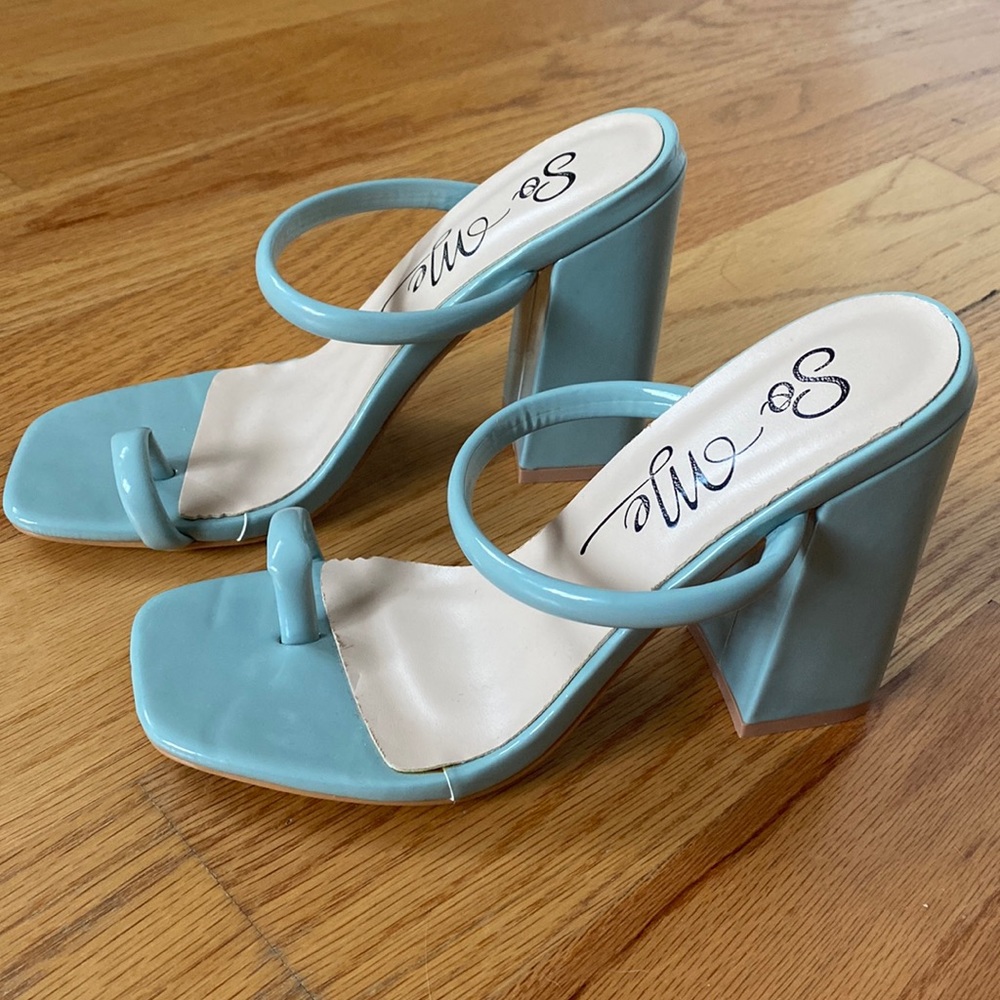 Sage Green One Toe Strap Heels